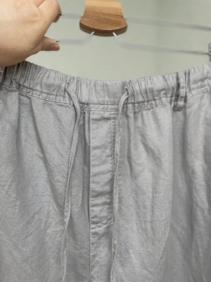 Linen+cotton Pants, Size 2X, Silver Gray Pull-On Trousers - photo 2