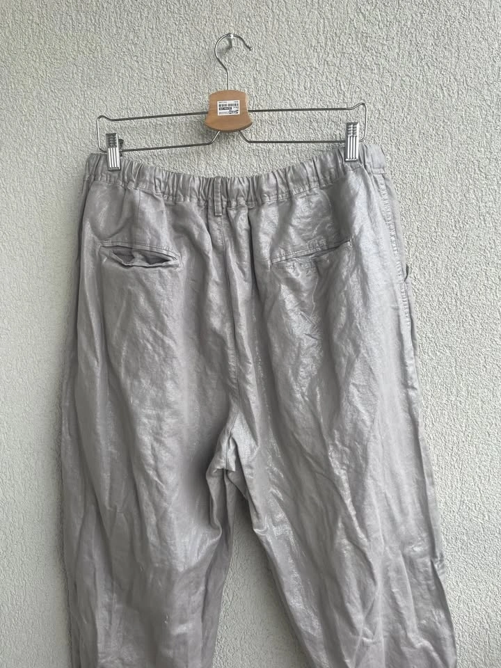 Linen+cotton Pants, Size 2X, Silver Gray Pull-On Trousers - photo 5
