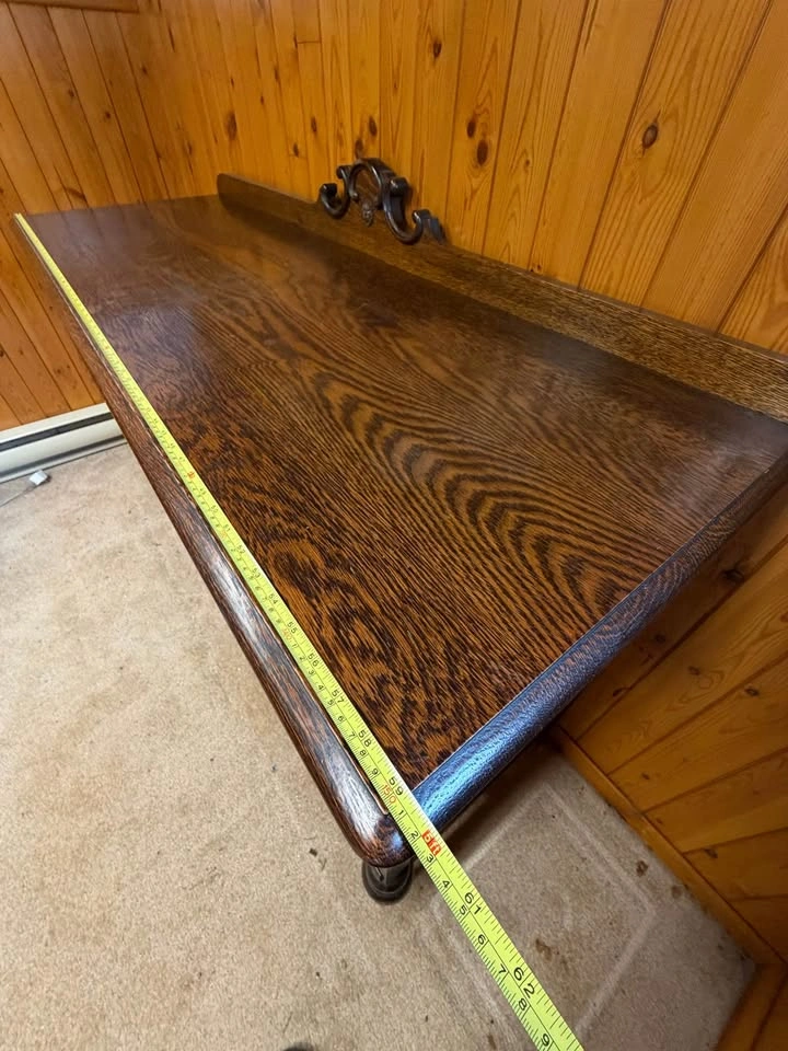 Antique Oak Sideboard Buffet Cabinet with Carved Details - photo 5