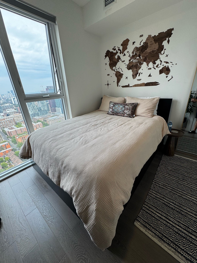 IKEA MALM Storage Queen Bed Frame + Zinus Memory Foam Mattress