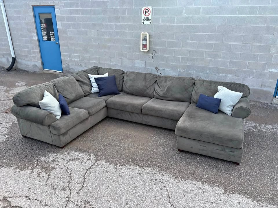 Green Grey U Shaped Sectional Sofa with Chaise - Free Delivery