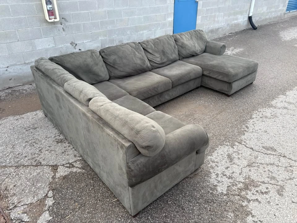 Green Grey U Shaped Sectional Sofa with Chaise - Free Delivery - photo 4