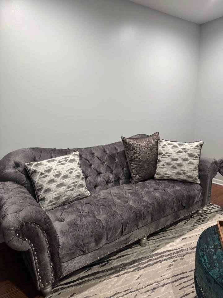 2 Big Sofas, Side Sofa, Round Green Center Table - photo 2
