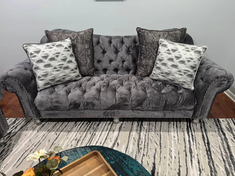 2 Big Sofas, Side Sofa, Round Green Center Table - photo 3