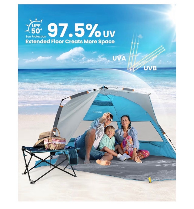 OutdoorMaster Pop-Up Beach Tent (3–4 Person) UPF 50+ - photo 4