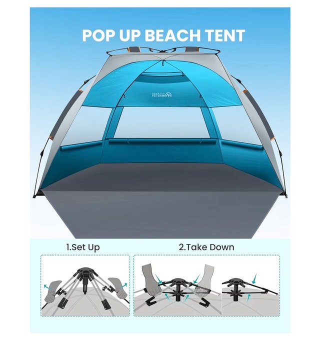 OutdoorMaster Pop-Up Beach Tent (3–4 Person) UPF 50+ - photo 5