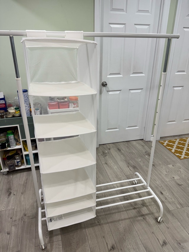 Rolling Garment Rack with Hanging Organizer Shelves - photo 2