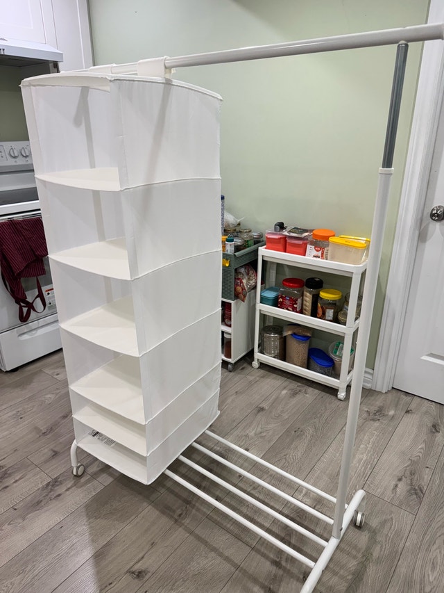 Rolling Garment Rack with Hanging Organizer Shelves - photo 3