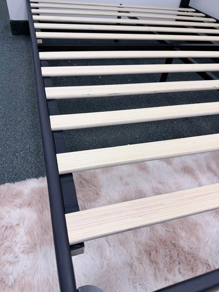Full/Double Black Vegan Leather Platform Bed - NEW STORE MODEL - photo 3