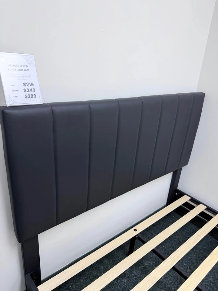 Full/Double Black Vegan Leather Platform Bed - NEW STORE MODEL - photo 4
