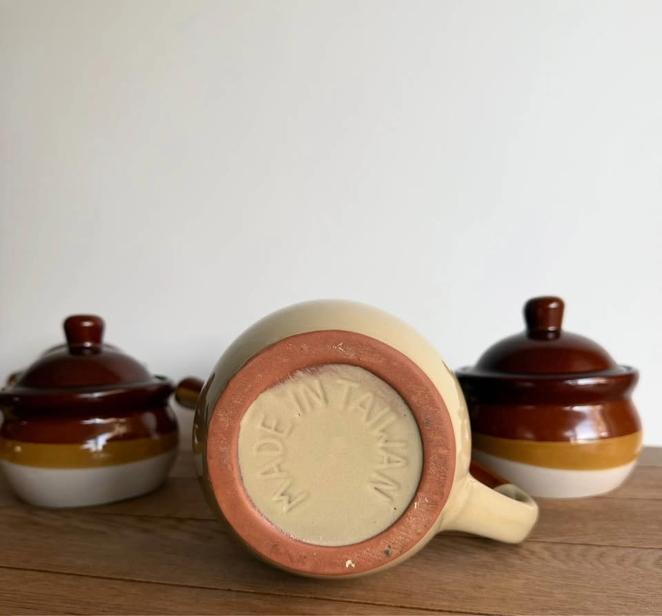 Vintage 6-Piece Brown and Tan Stoneware Set - photo 2