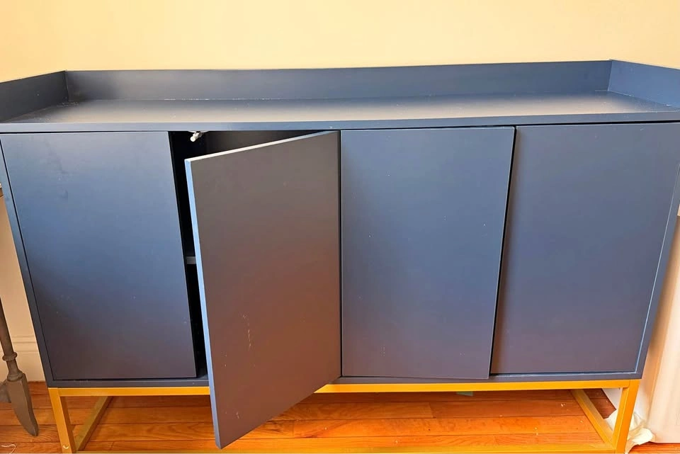 Modern Sideboard / Storage Cabinet (Blue + Gold Base)