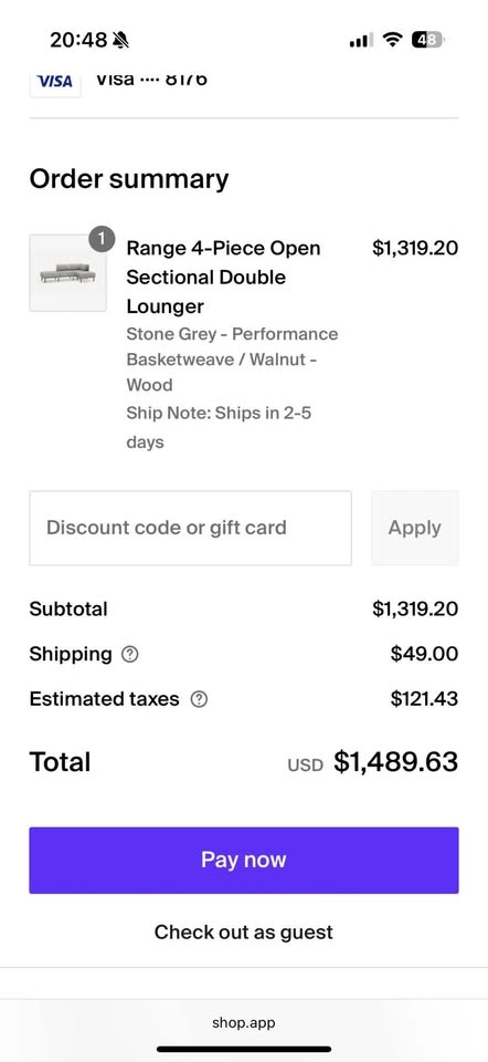 Burrow Range 4-Piece Sectional Double Lounger - Like New - photo 5