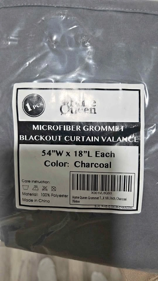 Home Queen Charcoal Blackout Curtain Valance 54x18