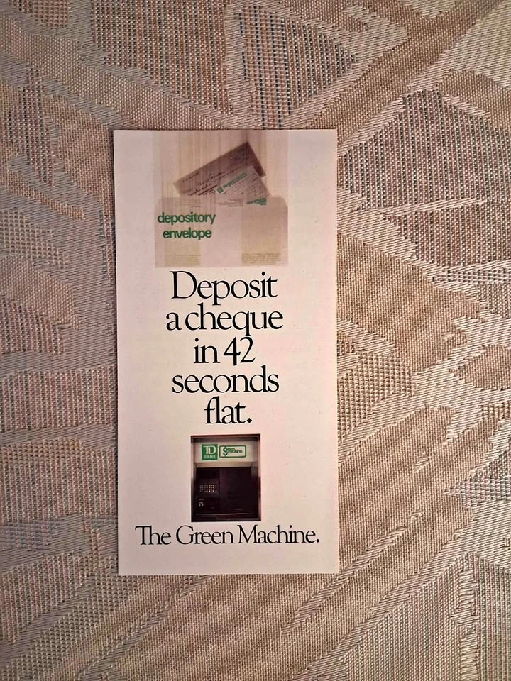 Vintage 1981 TD Bank "The Green Machine" ATM Ad