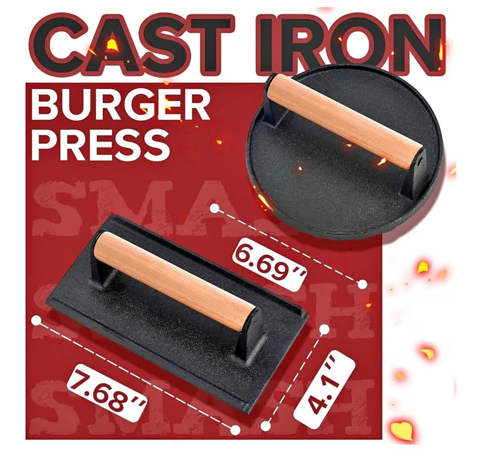 Cast Iron Smash Burger Press Kit by Grillance