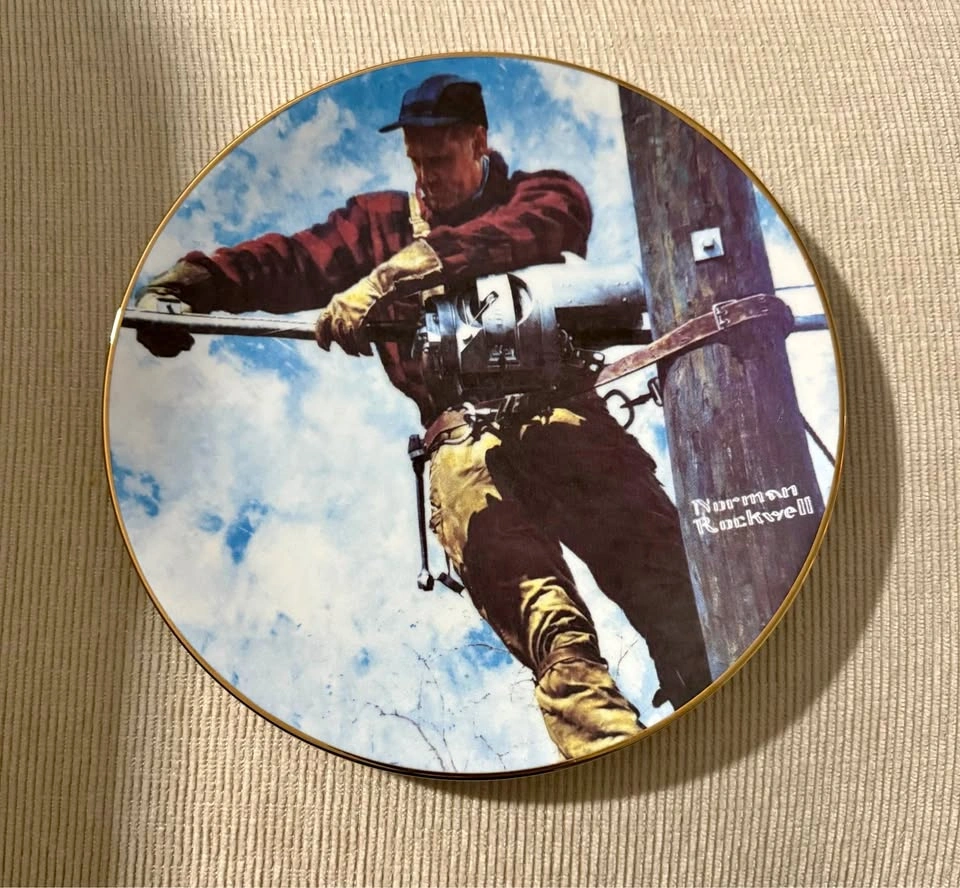 Vintage Norman Rockwell "The Telephone Lineman" Collectible Plat
