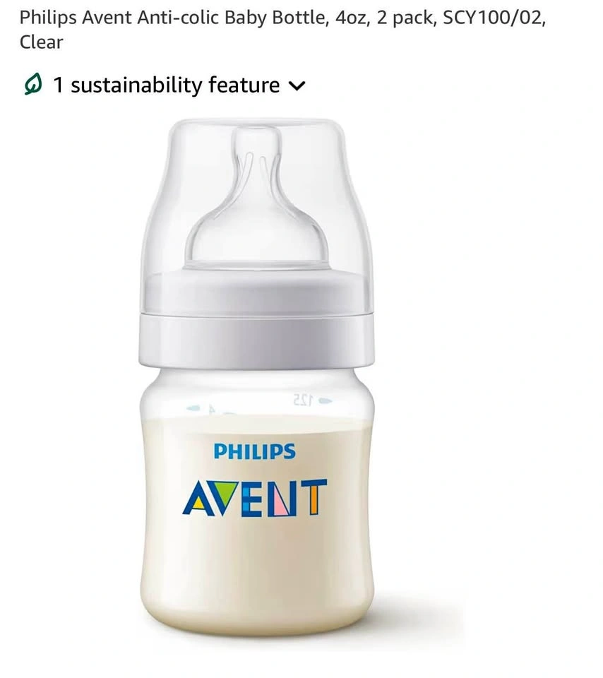 Philips Avent Anti-colic Baby Bottle, 4oz, 2 pack