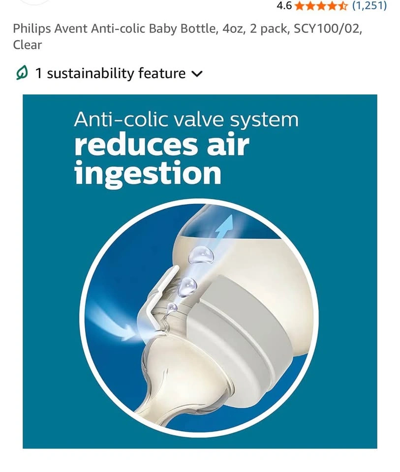 Philips Avent Anti-colic Baby Bottle, 4oz, 2 pack - photo 2
