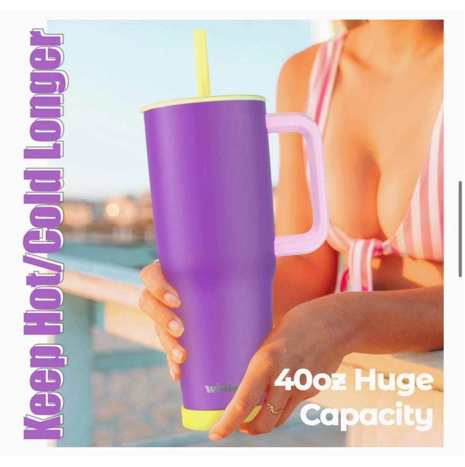 WINIWO 40 oz Tumbler with Handle and Straw for Her💜 Retails over - photo 4