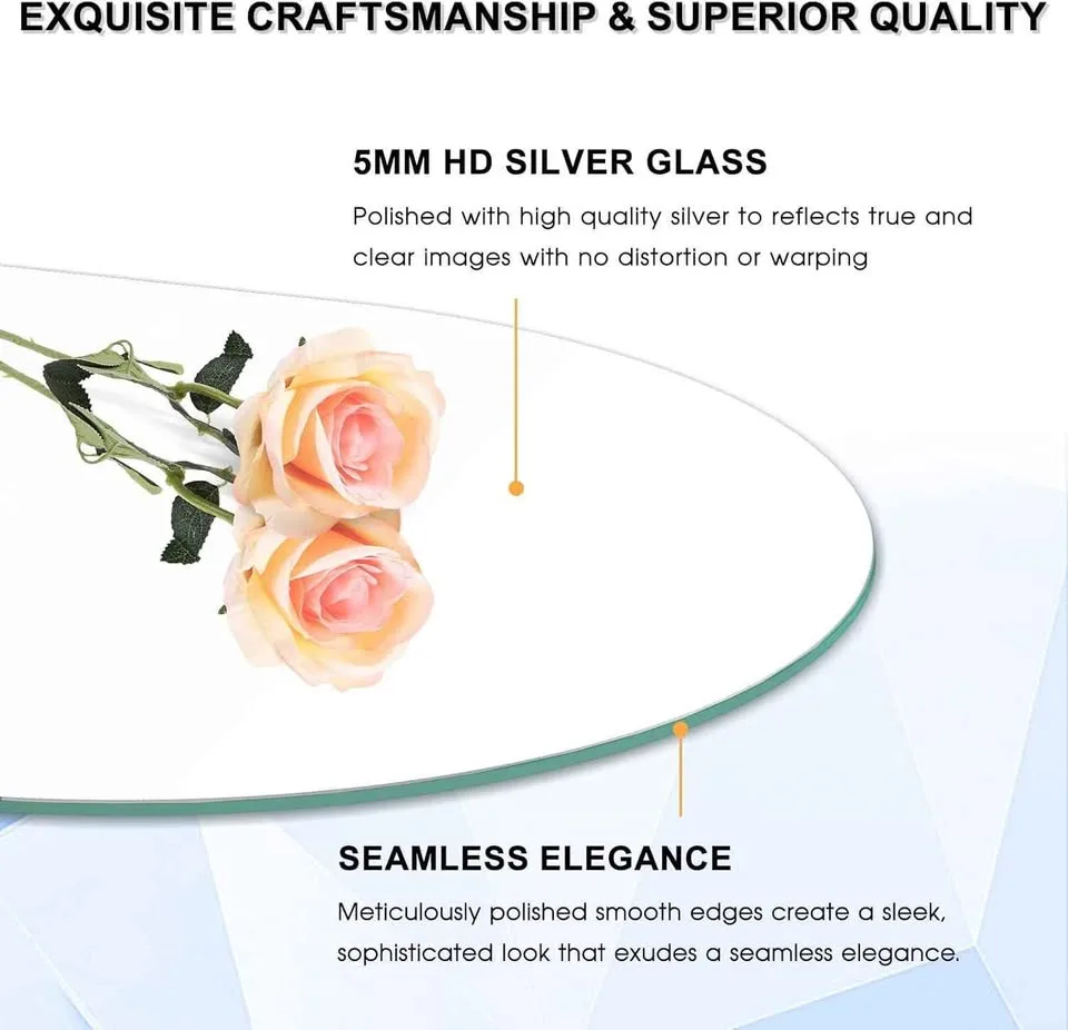 VASUHOME 24 x 36 inch Oval Frameless Bathroom Vanity Mirror image indicator(3)