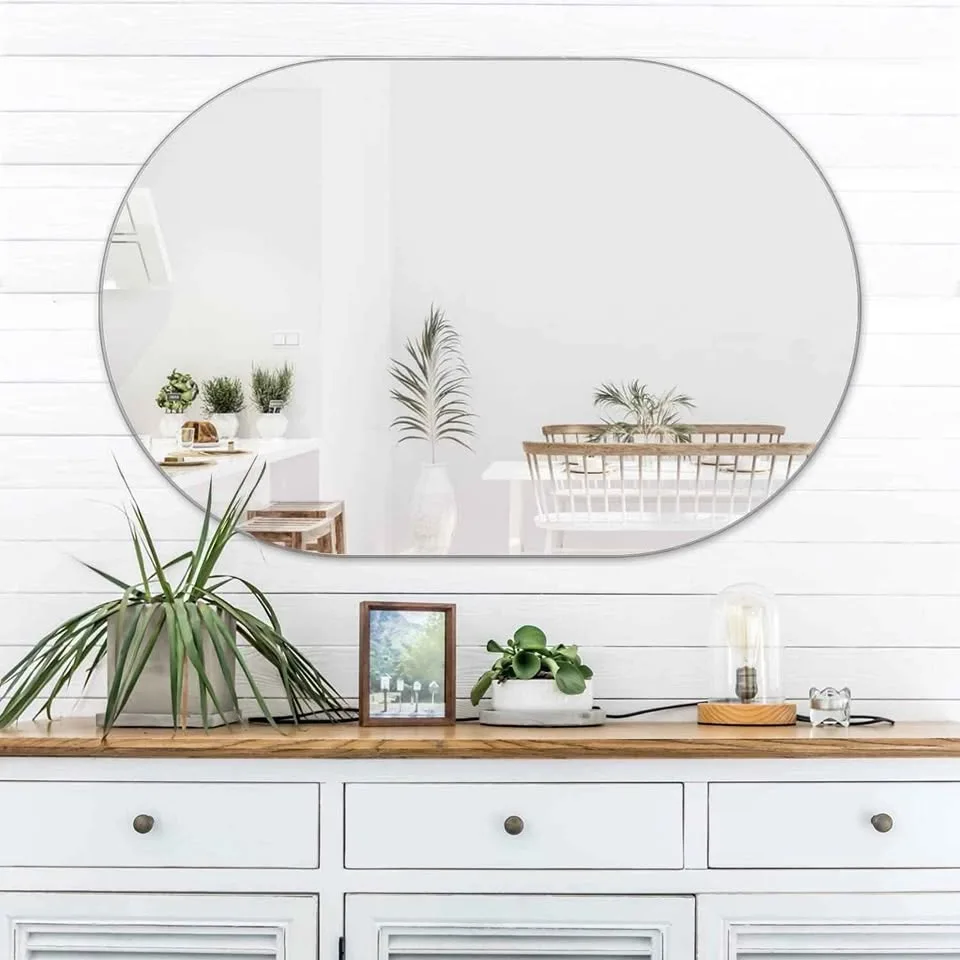 VASUHOME 24 x 36 inch Oval Frameless Bathroom Vanity Mirror image indicator(6)