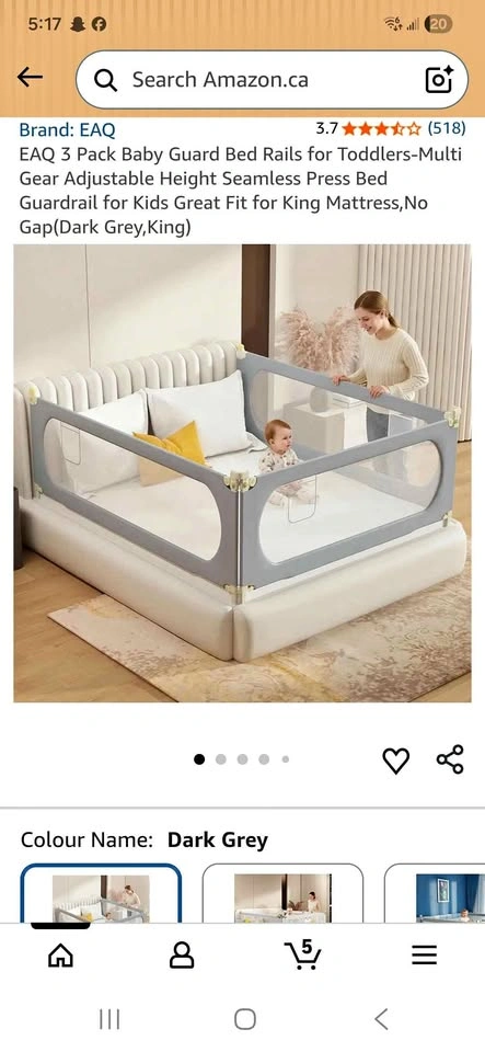 EAQ 3-Pack Baby Guard Bed Rails