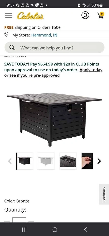 Fire Sense Longmont Aluminum Propane Fire Pit Table