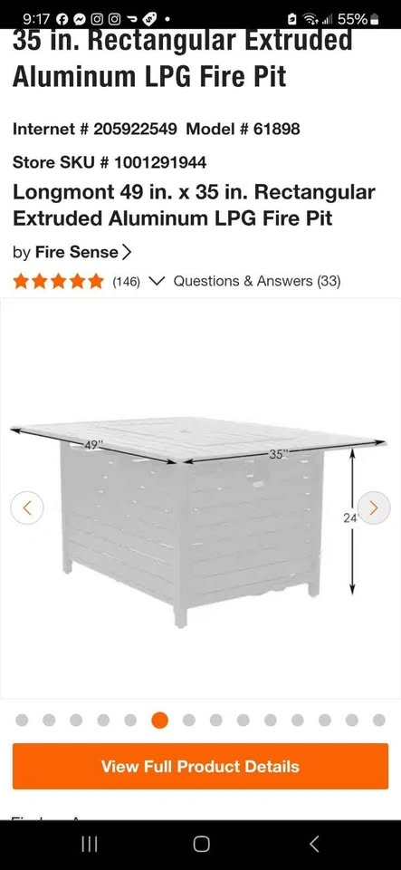 Fire Sense Longmont Aluminum Propane Fire Pit Table - photo 5