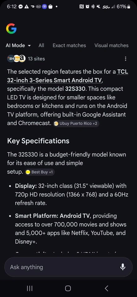 2x 32" TCL Smart Android TV - $75 each - photo 3