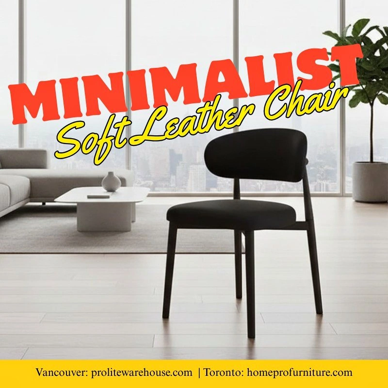 Contemporary Leather Dining Chair - Sleek Metal Frame