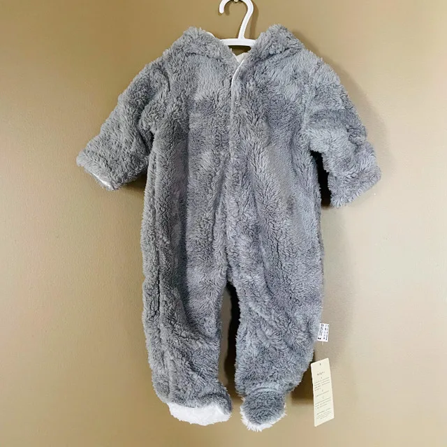 Newborn Baby Snowsuit Winter Coat Bear Romper Fleece thumbnail