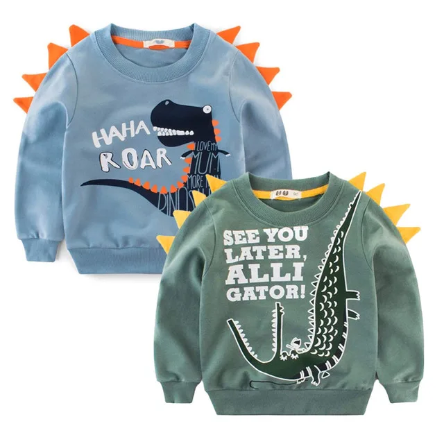 Boys Dinosaur Sweatshirt Kids 100% Cotton Shirt Crewneck thumbnail