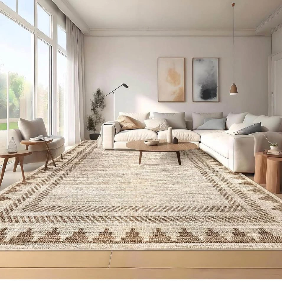 Machine Washable Non-Slip Geometric Area Rug 5*7 Beige - photo 2