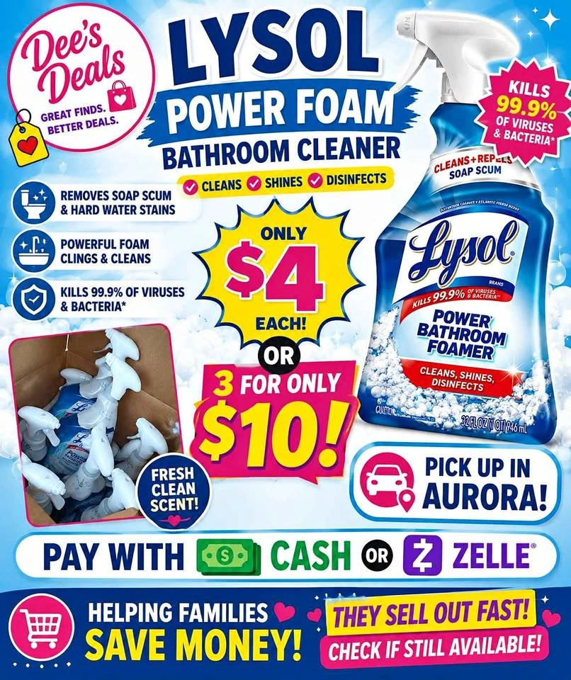Lysol Power Foam Bathroom Cleaner $4 each