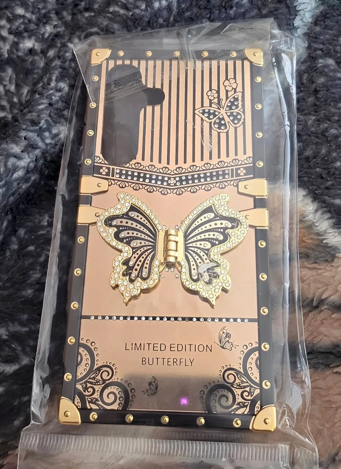 Luxury Bling Glitter Butterfly S24 Case w/ Ring NEW