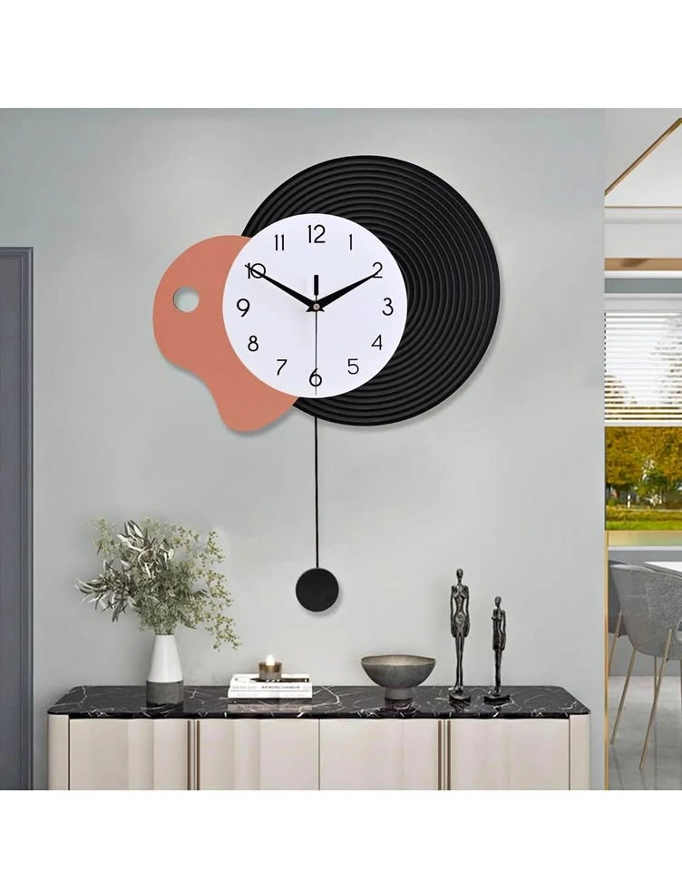 Modern Abstract Wall Clock with Pendulum