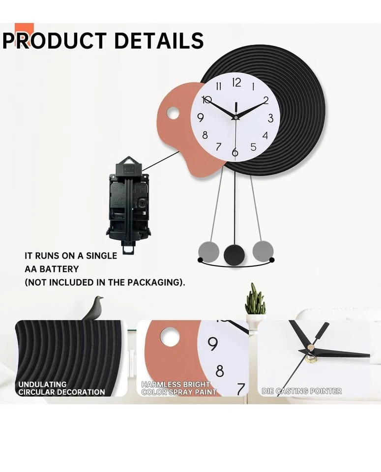 Modern Abstract Wall Clock with Pendulum - photo 2
