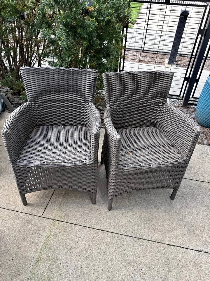 All-Weather Wicker Armchairs – Set of 2