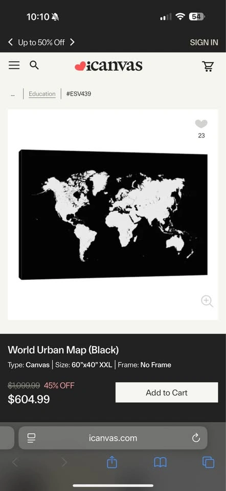 World Urban Map Black XXL 3-piece Canvas Art - photo 4