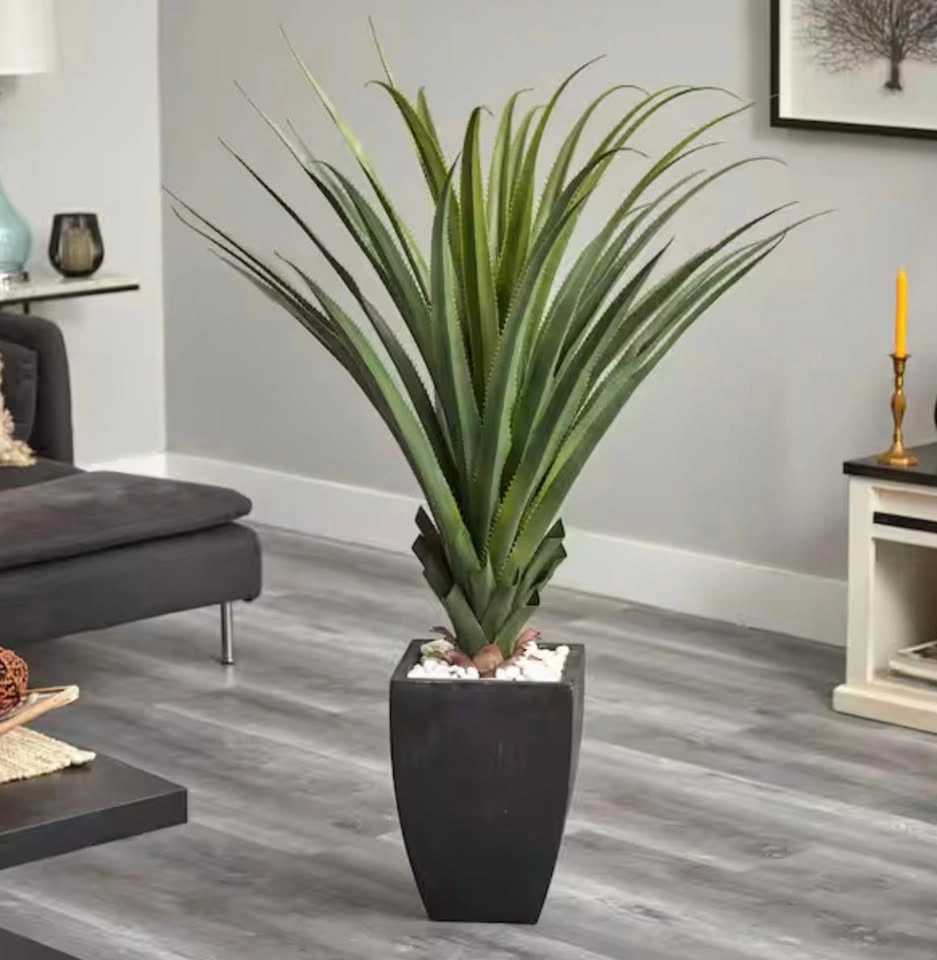Indoor/Outdoor Spiked Agave Artificial Plant in Black Planter - photo 2