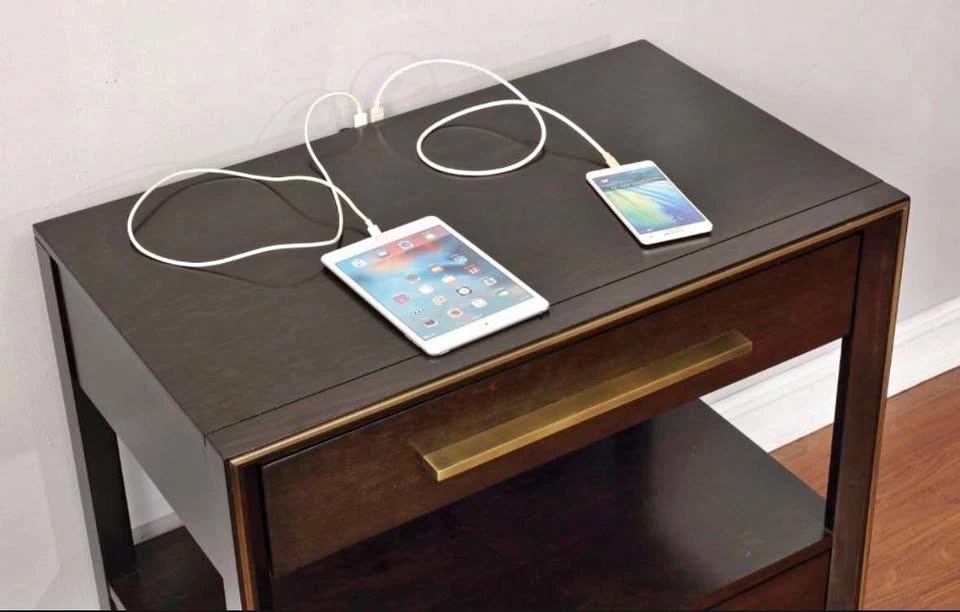 Set of 2 Brand New Modern Gold-trimmed Night Stands
