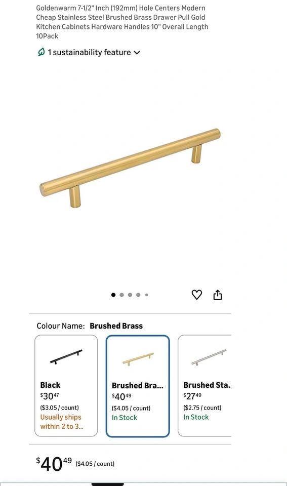 8 Cabinet/Drawer Handles - Brand New Brass - photo 2