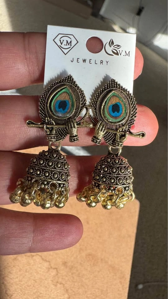 Traditional Peacock 🦚and Krishna earrings - photo 3