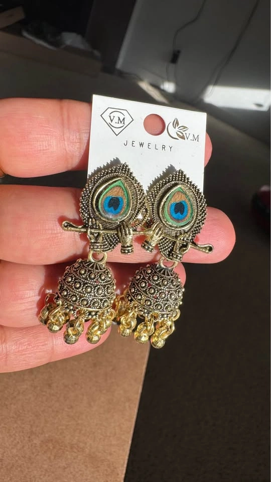 Traditional Peacock 🦚and Krishna earrings - photo 4