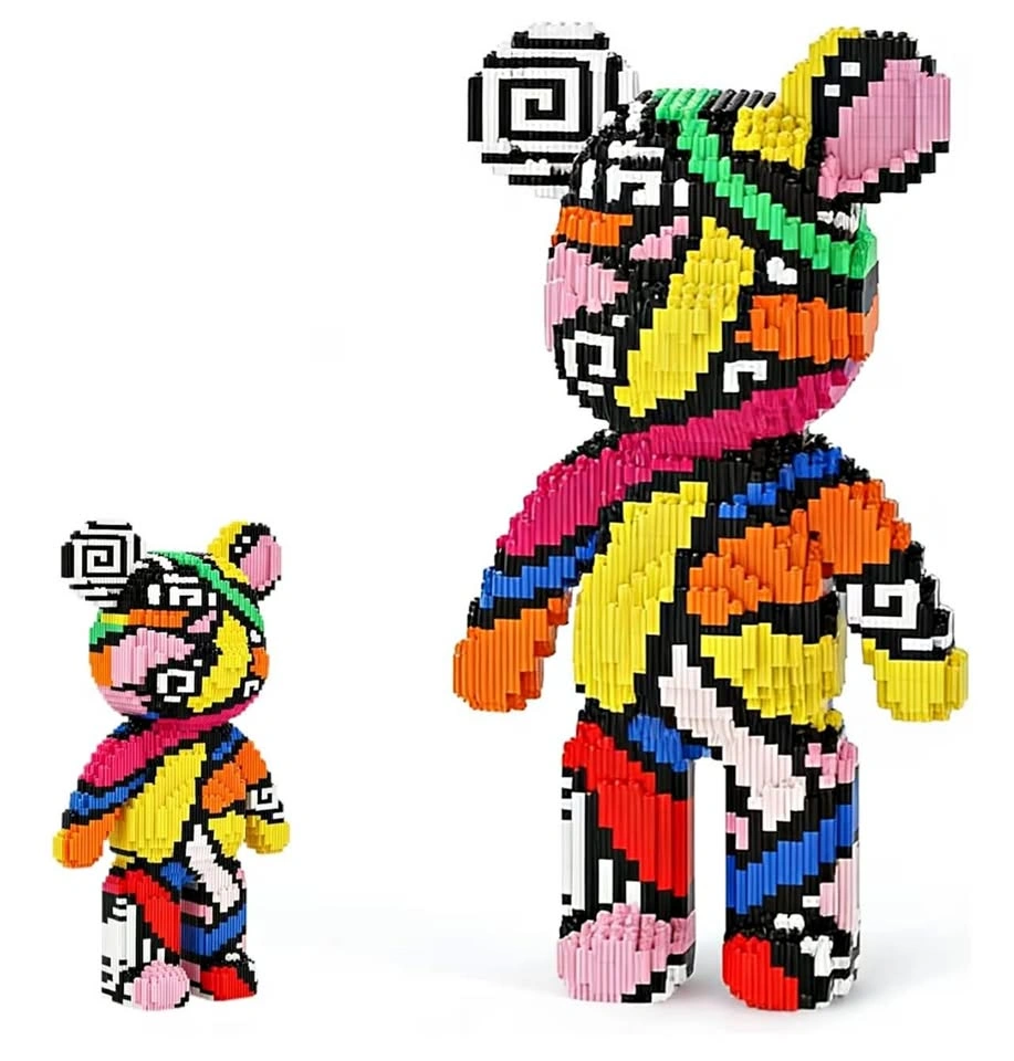 Rainbow Graffiti Bear Building Block Set (17.2”)