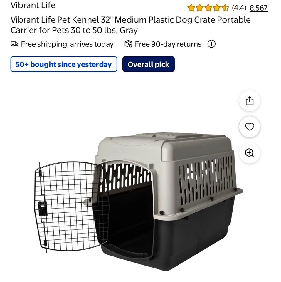 Vibrant Life 32" Medium Plastic Dog Crate