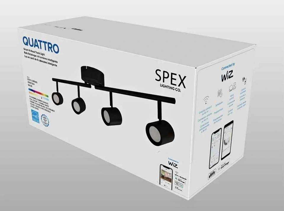 SPEX Lighting by Liteline Quattro 4-Light Track Light (Black)