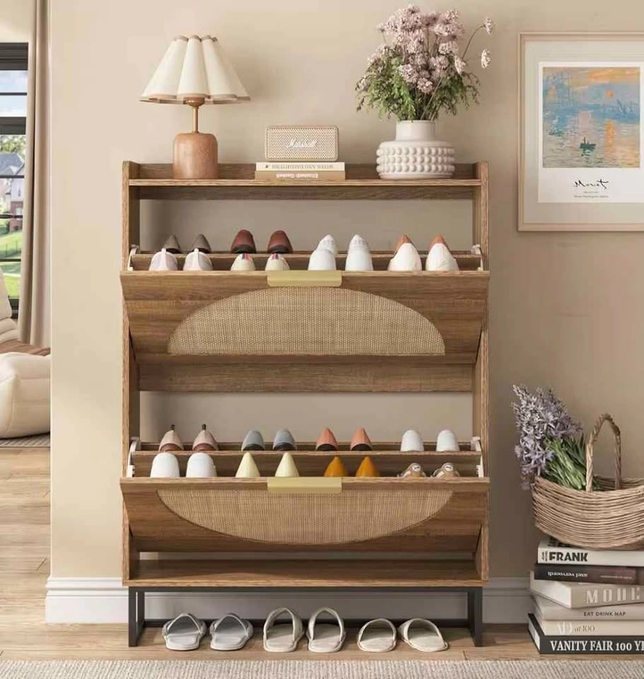 Maupvit Rattan Shoe Storage Cabinet with 2 Flip Drawers - photo 2
