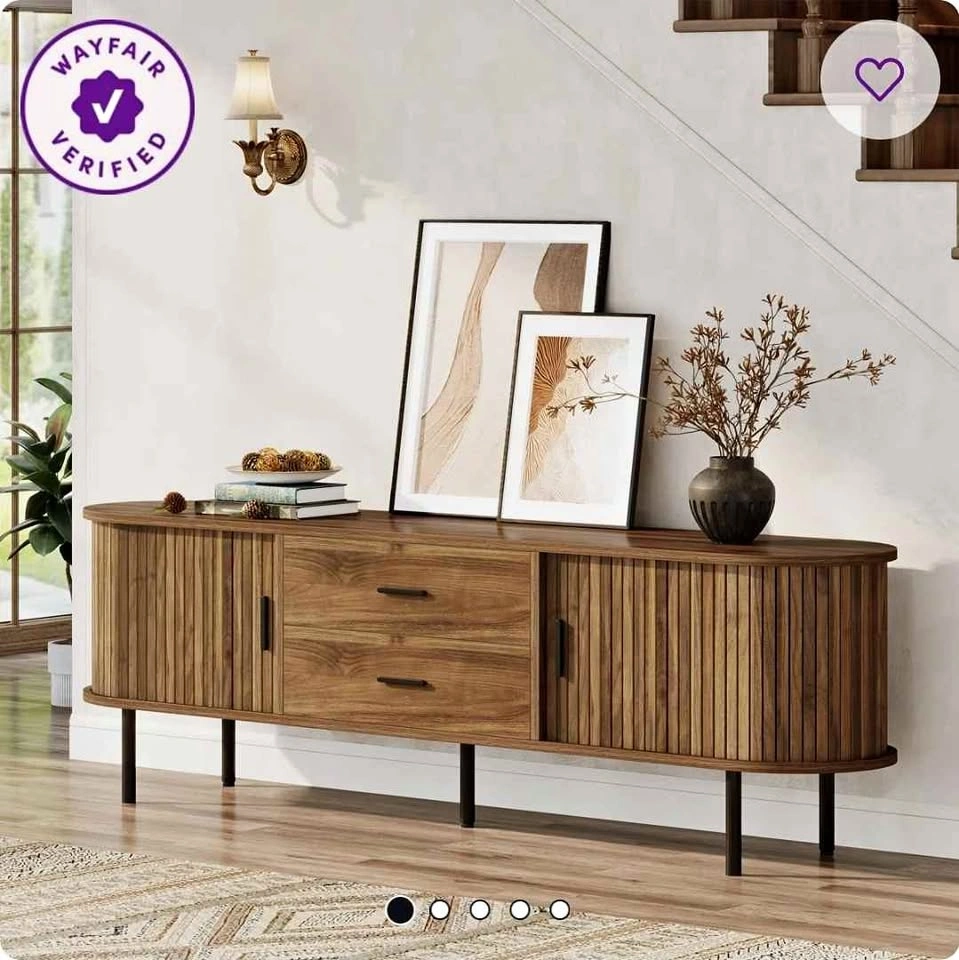 70" Mid-century Modern Low Console Cabinet
